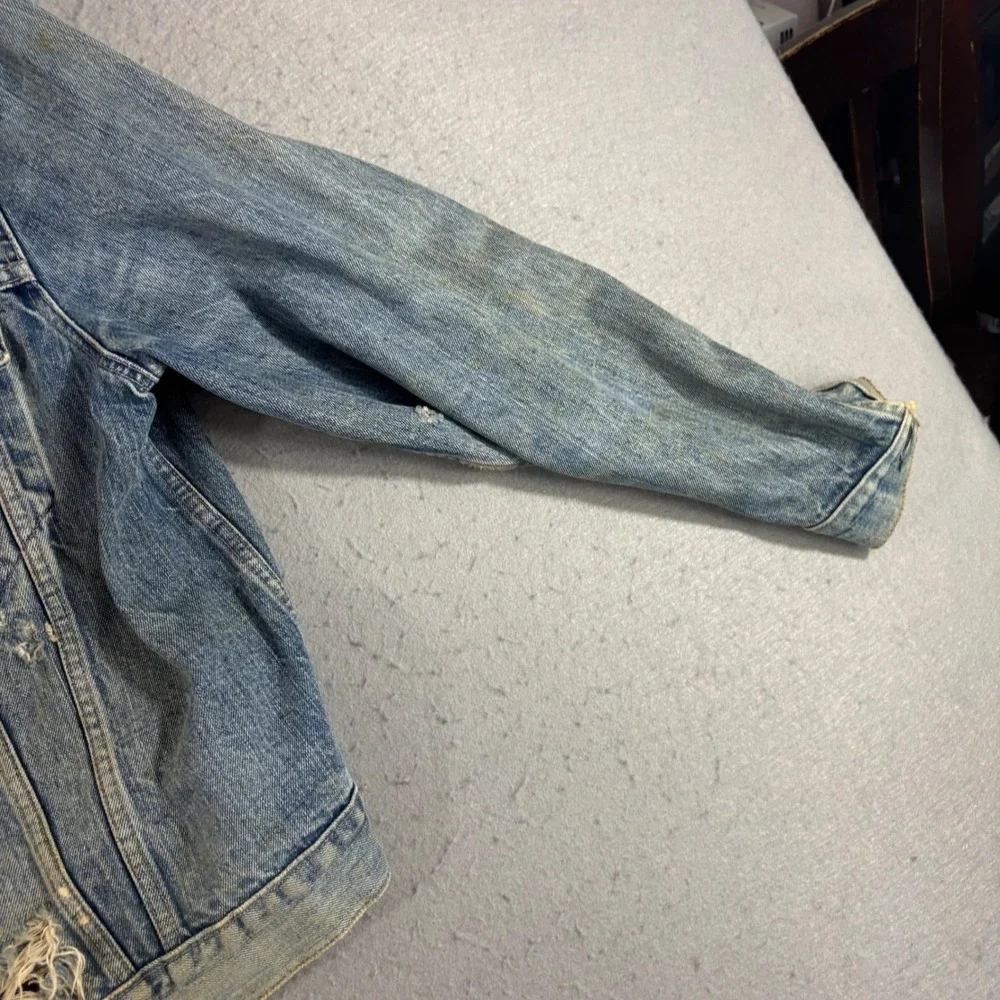 Vintage Levis 70505 0217 Denim Trucker Jacket Medium Wash Distressed 1970s 1980s - Picture 11 of 16